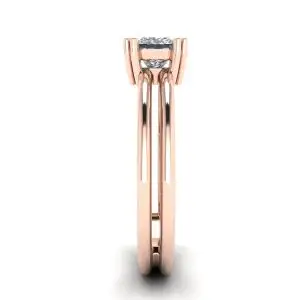 Anillo Doble de Compromiso de Corte Princesa Contemporáneo en Oro Rosa - Photo 2